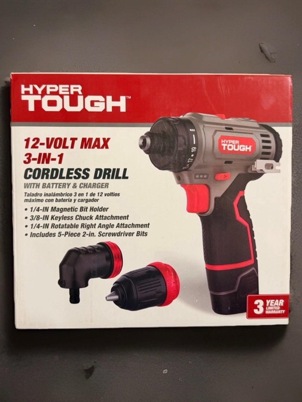 Hyper Tough 12-Volt Max 3-in-1 Cordless Drill - Black & Red
